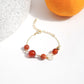 For Abundance & Luck Women's Chained Bracelet with Red Agate, Orange Jade and Clear Quartz