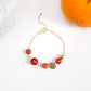 For Abundance & Luck Women's Chained Bracelet with Red Agate, Orange Jade and Clear Quartz